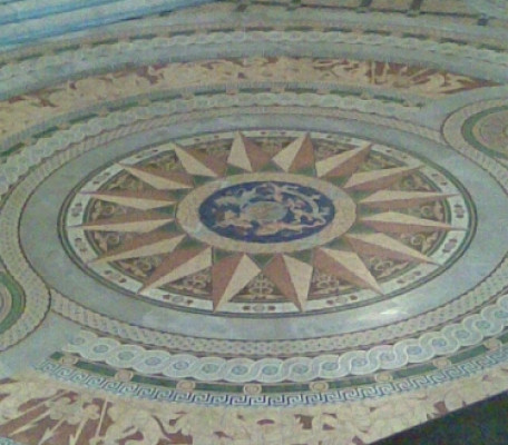 Part of St Georges Hall famous tiled floor in Liverpool during its uncovering in February 2009