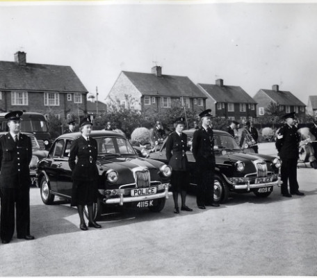 Riley 1.5s. Annual Inspection at Mather Avenue when we had the fleet of Riley 1.5s. L to R; John Tunstall; Joan Jackson; Ruth Phillips; John Carson; Not known. These cars were part of a fleet of 18 supplied by J.Blake & Co in October 1960. Tony Roach