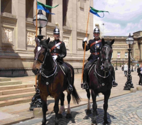 Horses on duty on St Georges Plateau to celebrate 100 years of police band July 2008