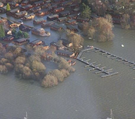 Lodges flooded during the exceptional floods of November 2009